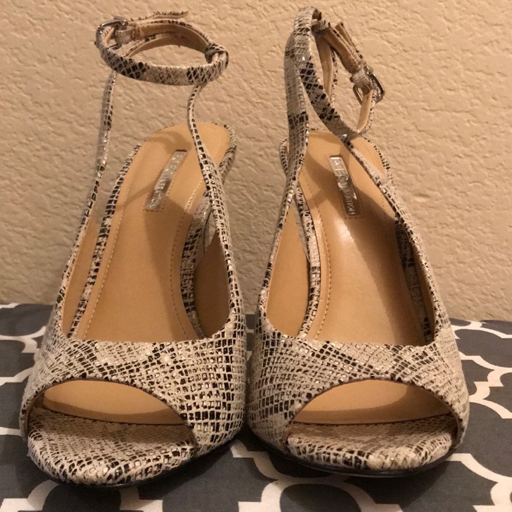 BCBGeneration Snake Skin Slingbacks